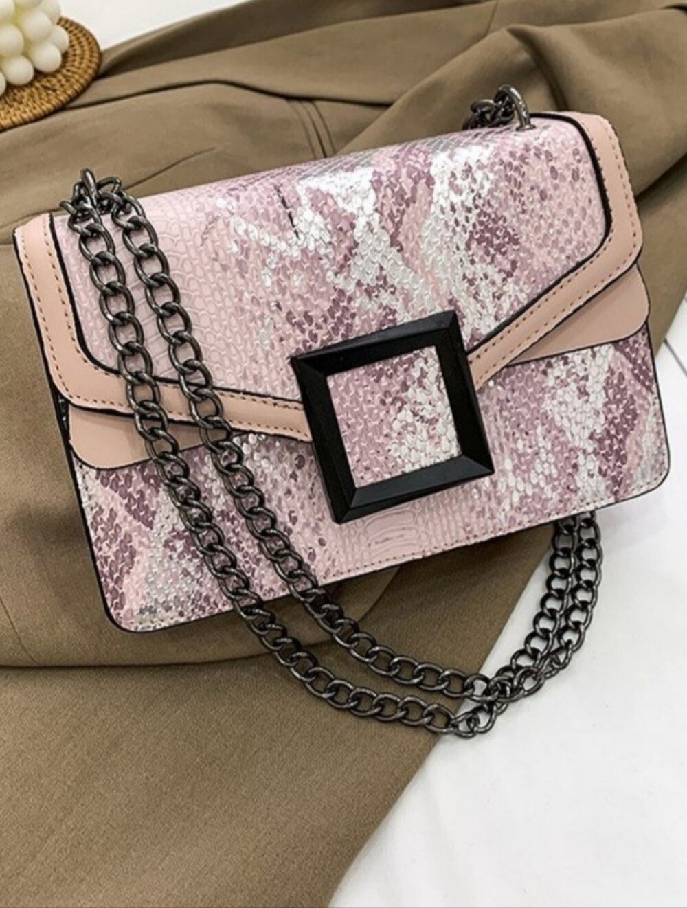 Elegant Pink and Silver Women's Bag